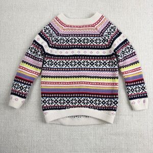 Old Navy Sweater Girls Size 4T Crewneck Fair Isle Nordic Ski Snowflake Cotton